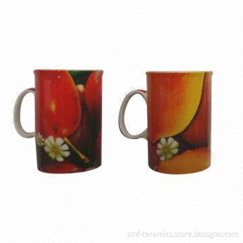 9oz Ceramic Mugs with Fruit Design, Customized Designs are Accepted